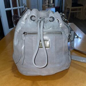 Coach Poppy Leather Cinch Bag SILVER 17926
